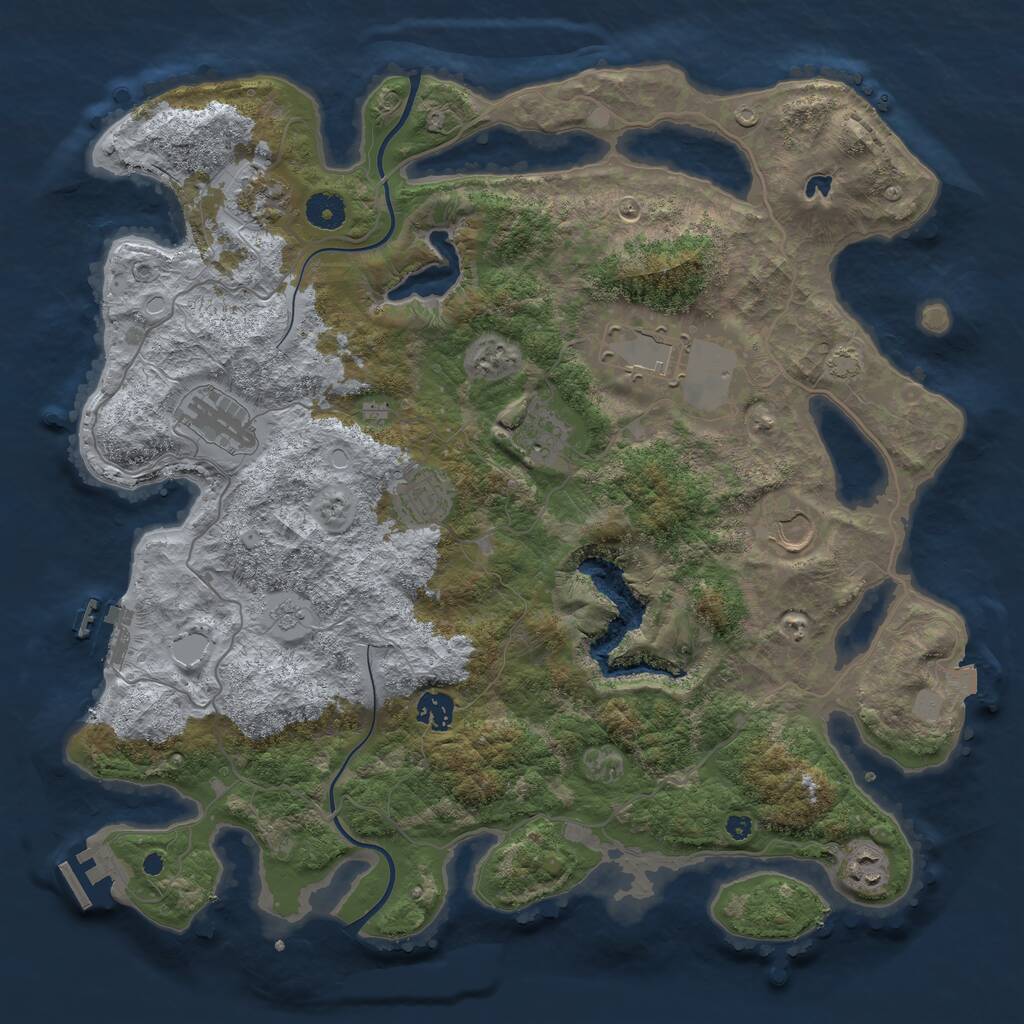 Rust Map: Procedural Map, Size: 4000, Seed: 1754392081, 13 Monuments