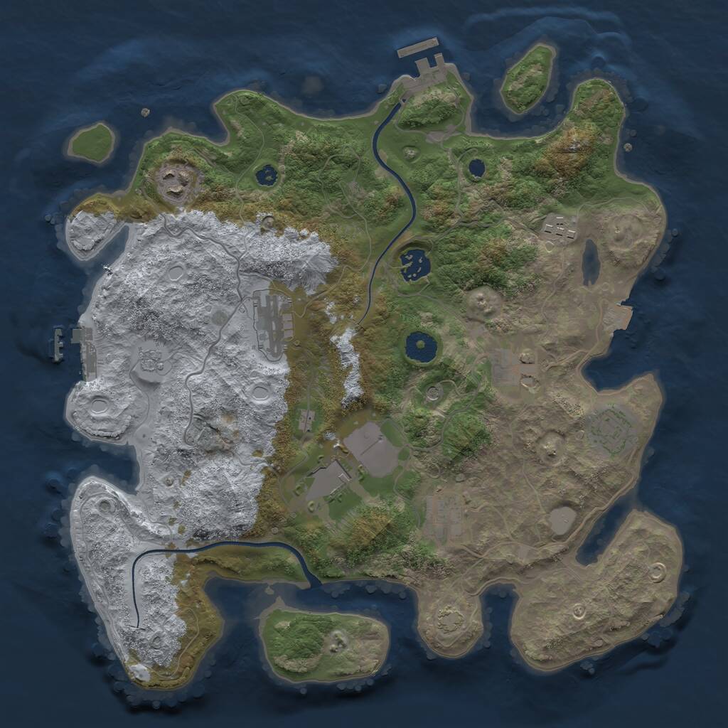 Rust Map: Procedural Map, Size: 3500, Seed: 13653501, 14 Monuments