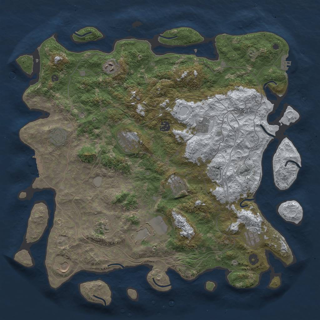 Rust Map: Procedural Map, Size: 4500, Seed: 725966911, 20 Monuments