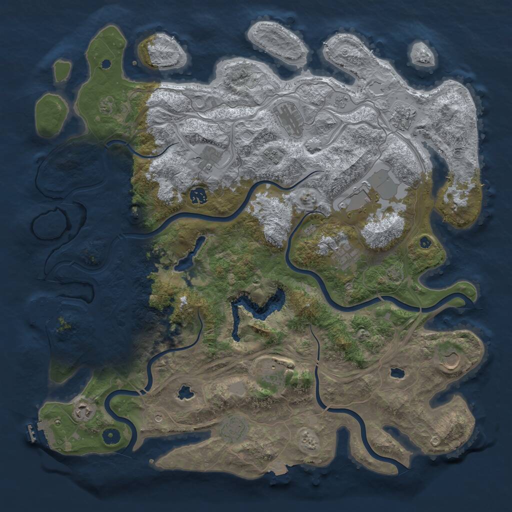 Rust Map: Procedural Map, Size: 4500, Seed: 1240024773, 17 Monuments
