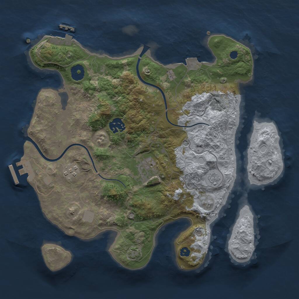 Rust Map: Procedural Map, Size: 3000, Seed: 966982776, 9 Monuments