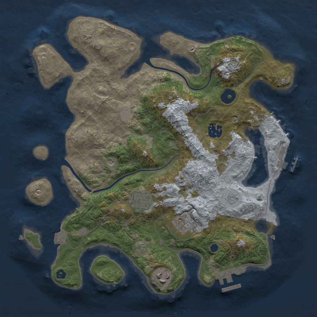 Rust Map: Procedural Map, Size: 3250, Seed: 241416777, 10 Monuments