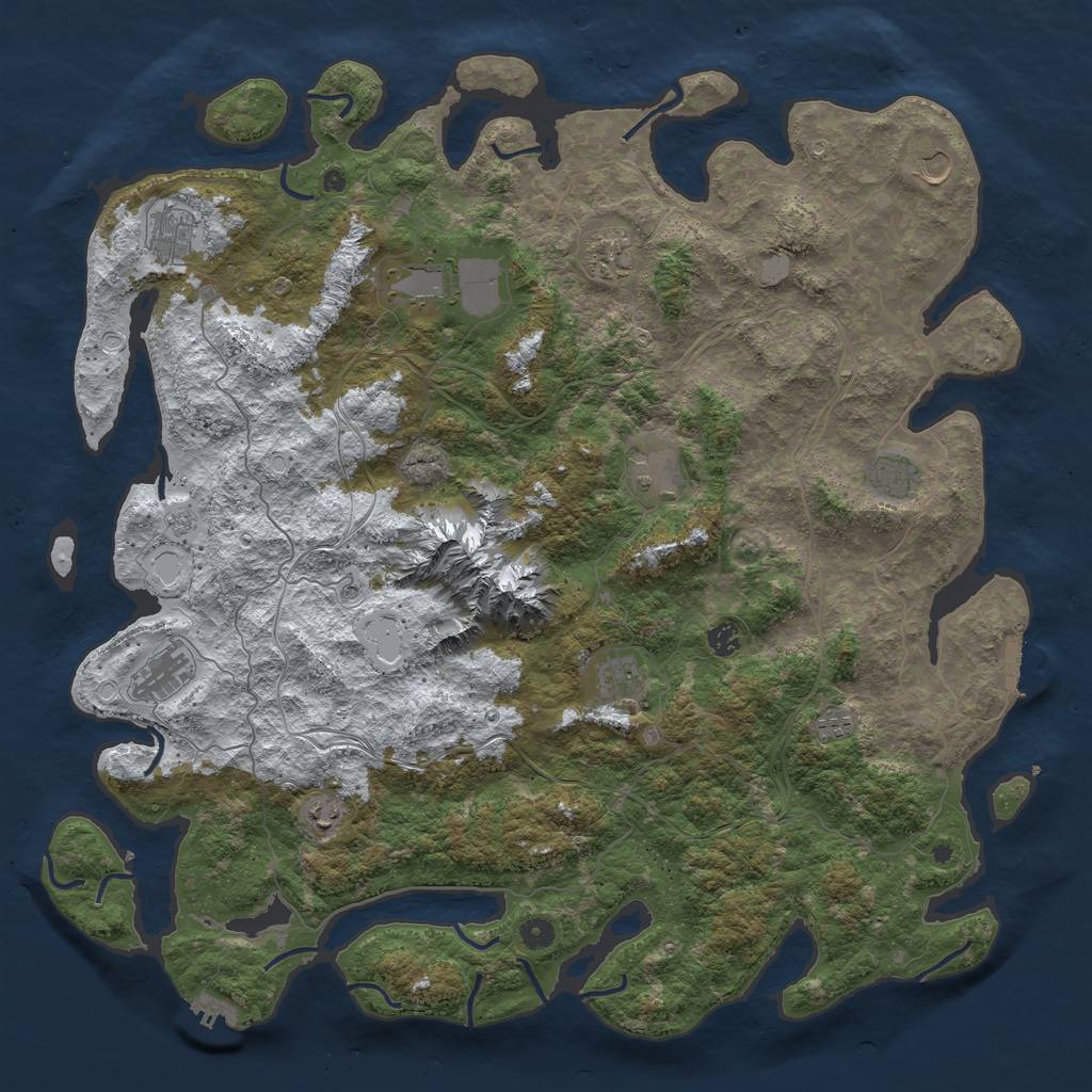 Rust Map: Procedural Map, Size: 5000, Seed: 218249556, 20 Monuments
