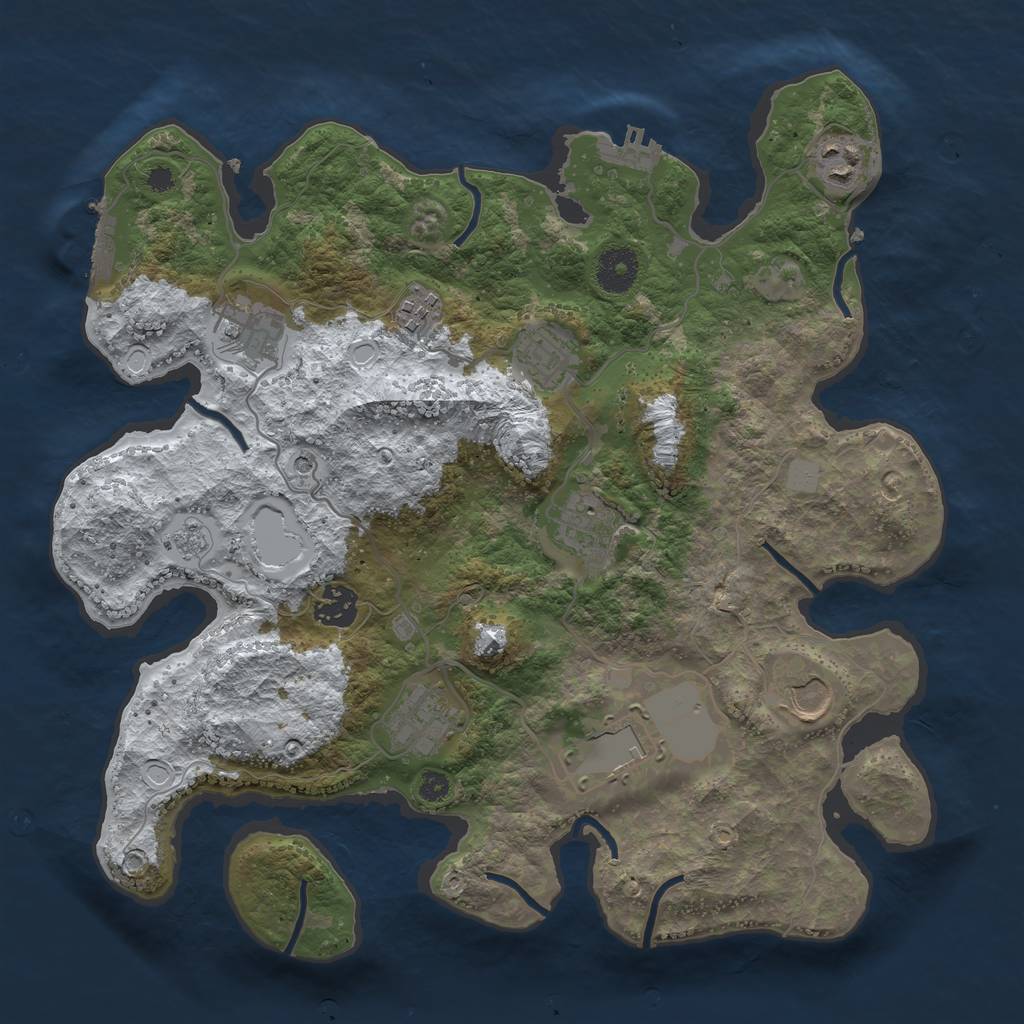Rust Map: Procedural Map, Size: 3500, Seed: 199159279, 18 Monuments