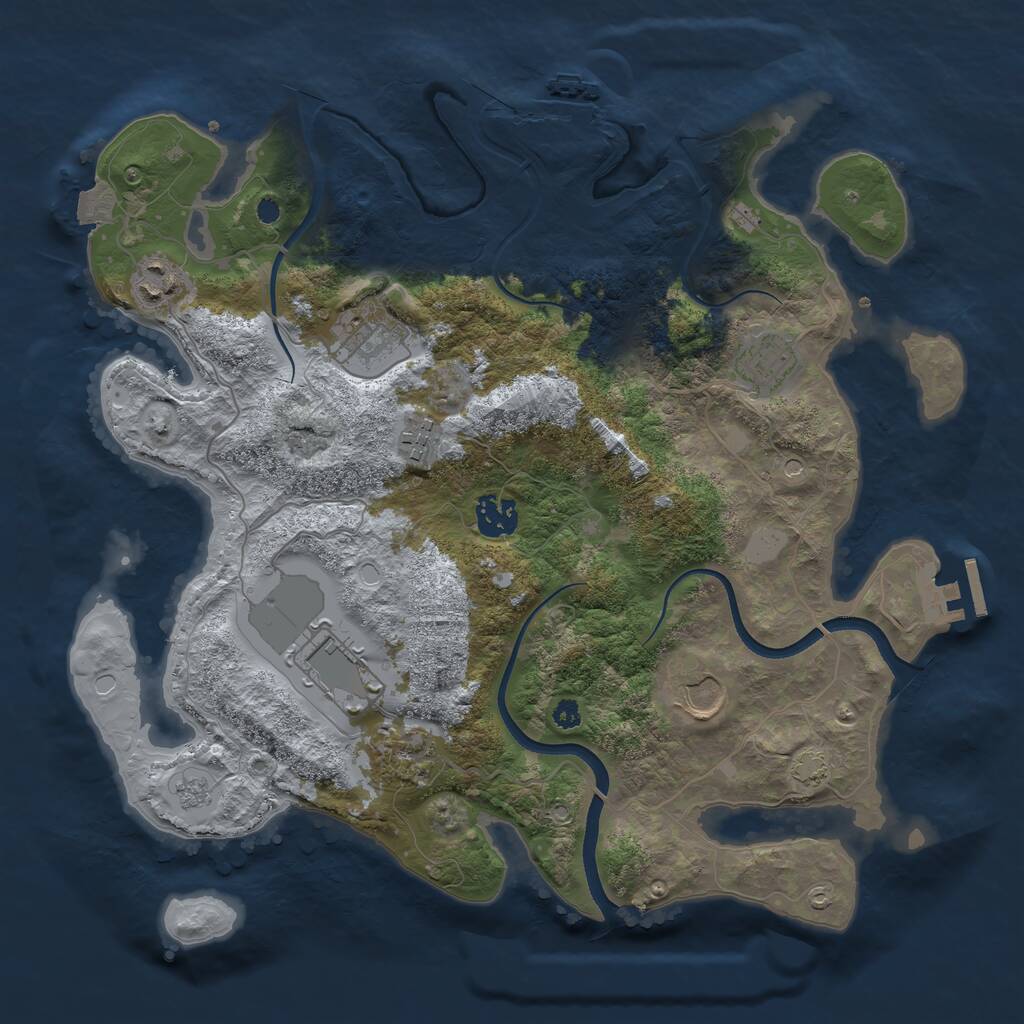 Rust Map: Procedural Map, Size: 3550, Seed: 660333857, 14 Monuments