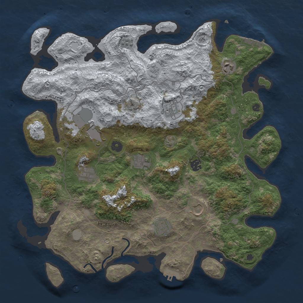 Rust Map: Procedural Map, Size: 4000, Seed: 910089, 18 Monuments