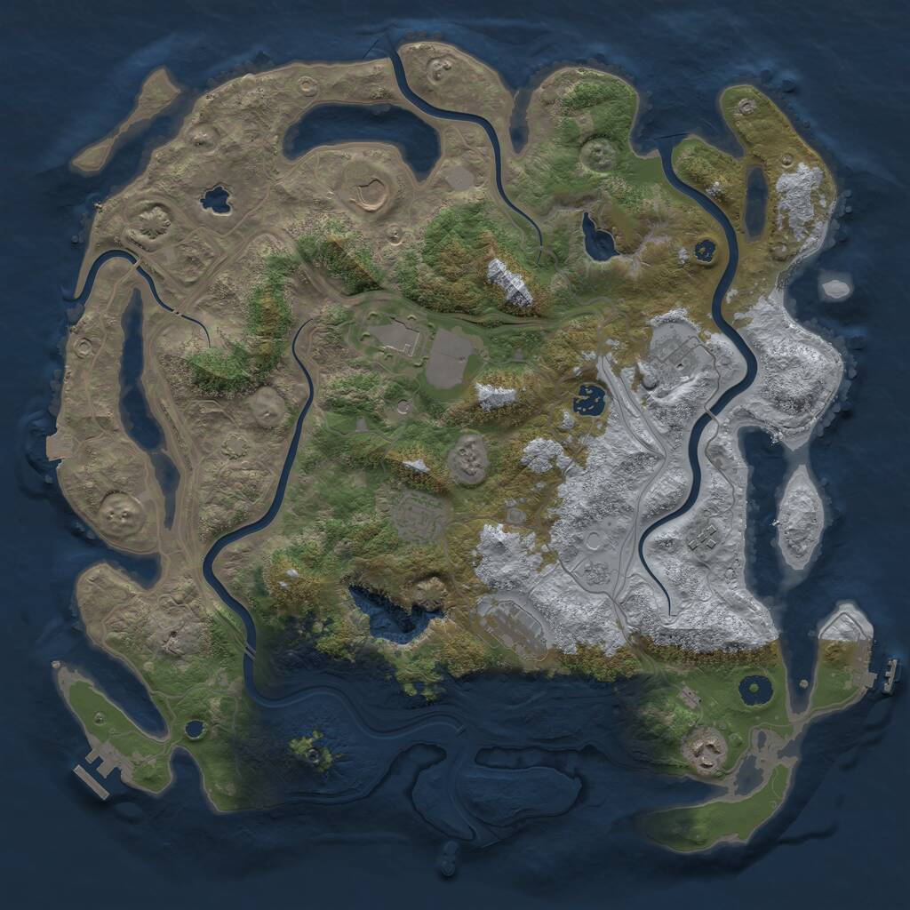 Rust Map: Procedural Map, Size: 4250, Seed: 1890726868, 14 Monuments