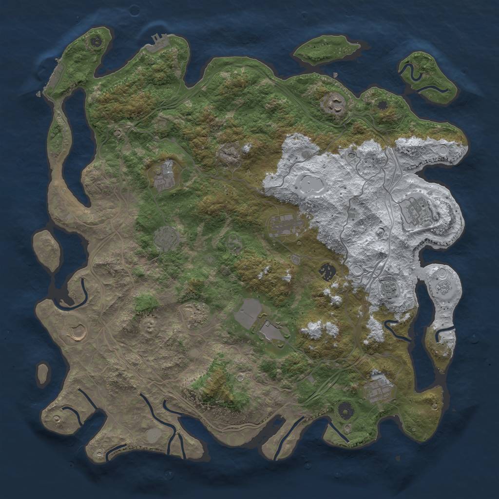 Rust Map: Procedural Map, Size: 4500, Seed: 824566562, 20 Monuments