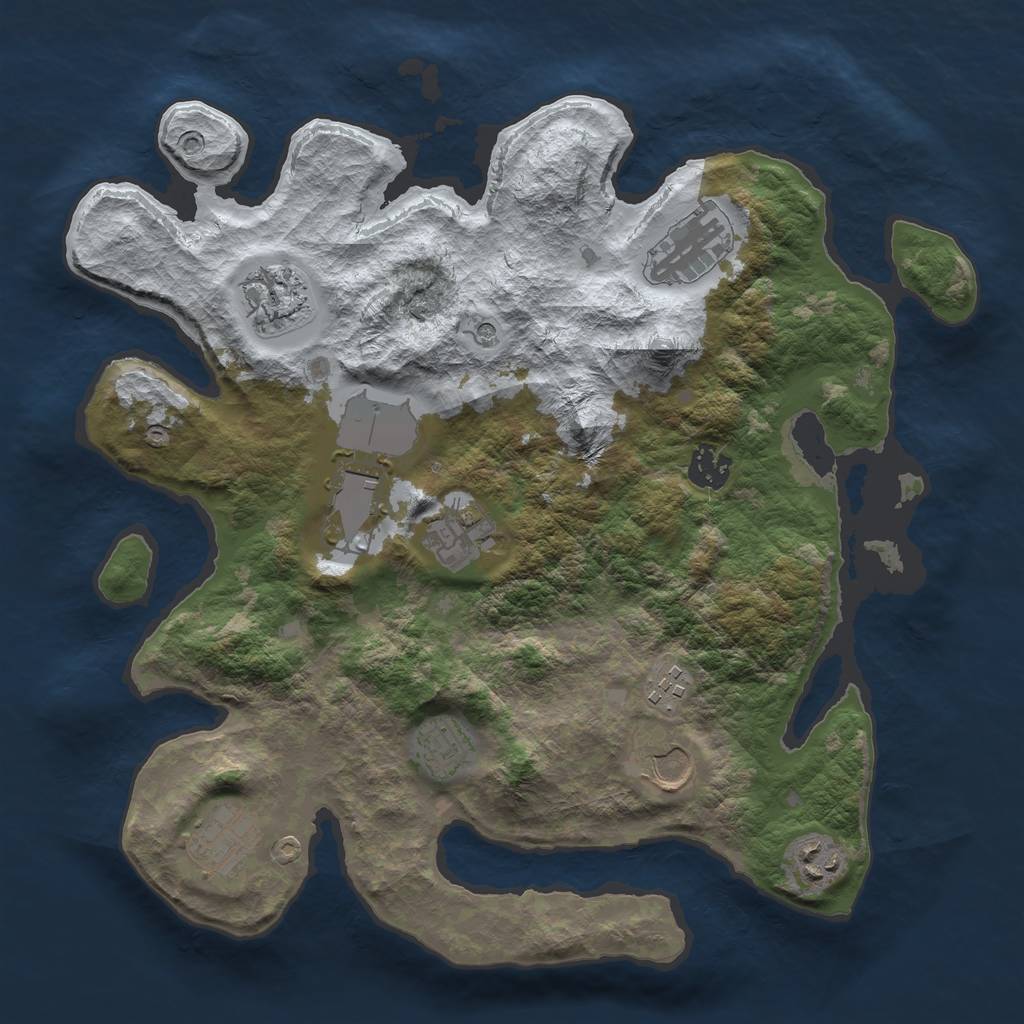 Rust Map: Barren, Size: 3500, Seed: 526531744, 13 Monuments