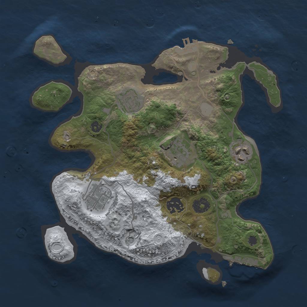 Rust Map: Procedural Map, Size: 2811, Seed: 83227303, 13 Monuments
