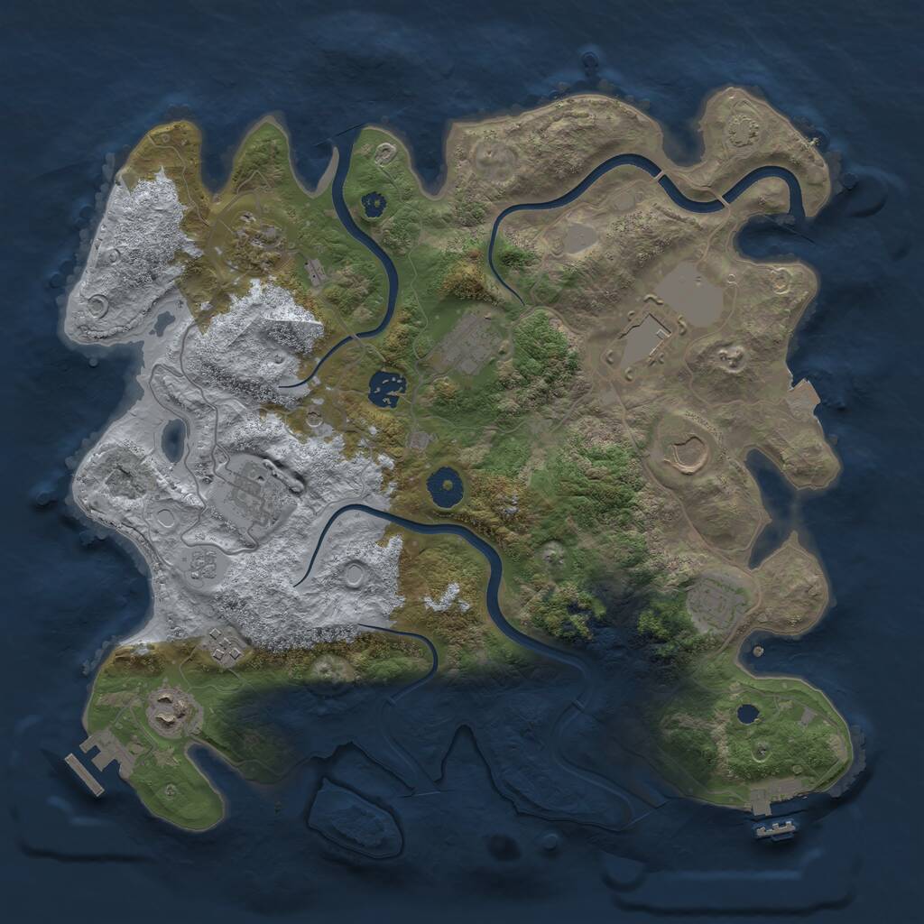 Rust Map: Procedural Map, Size: 3700, Seed: 1231666316, 15 Monuments