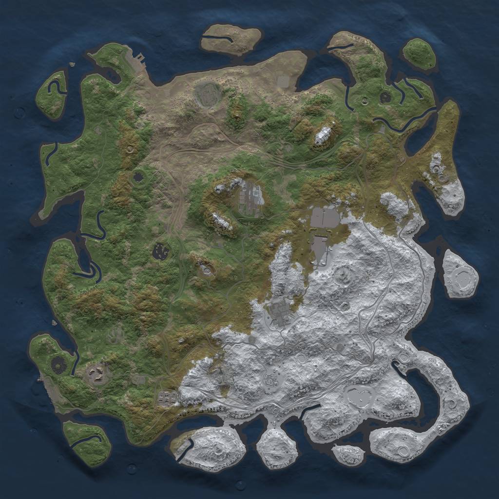 Rust Map: Procedural Map, Size: 4500, Seed: 1307300625, 16 Monuments