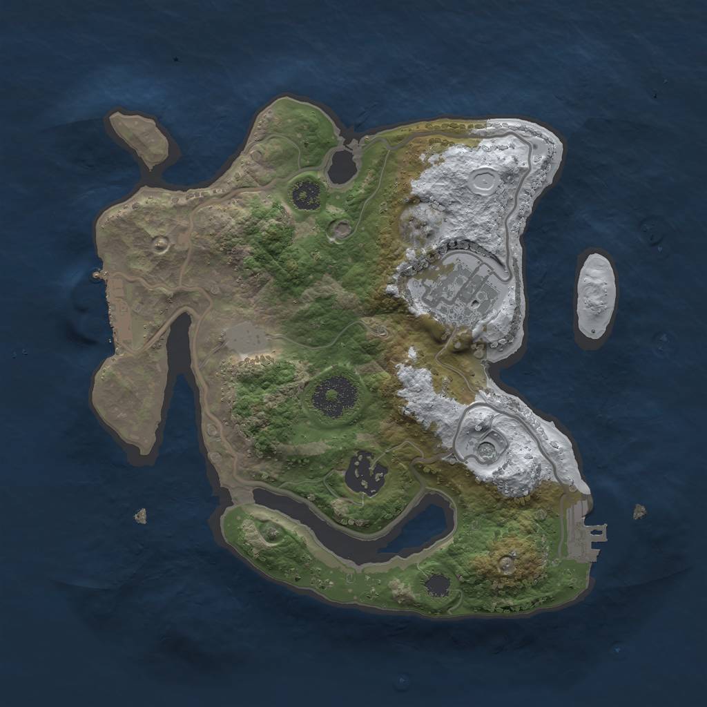 Rust Map: Procedural Map, Size: 2500, Seed: 1073035453, 10 Monuments