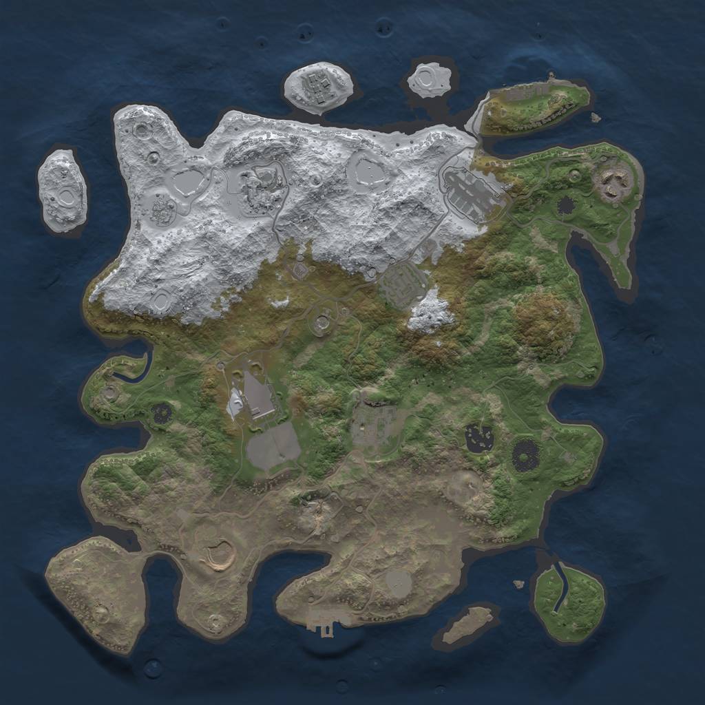 Rust Map: Procedural Map, Size: 3500, Seed: 1939467384, 18 Monuments