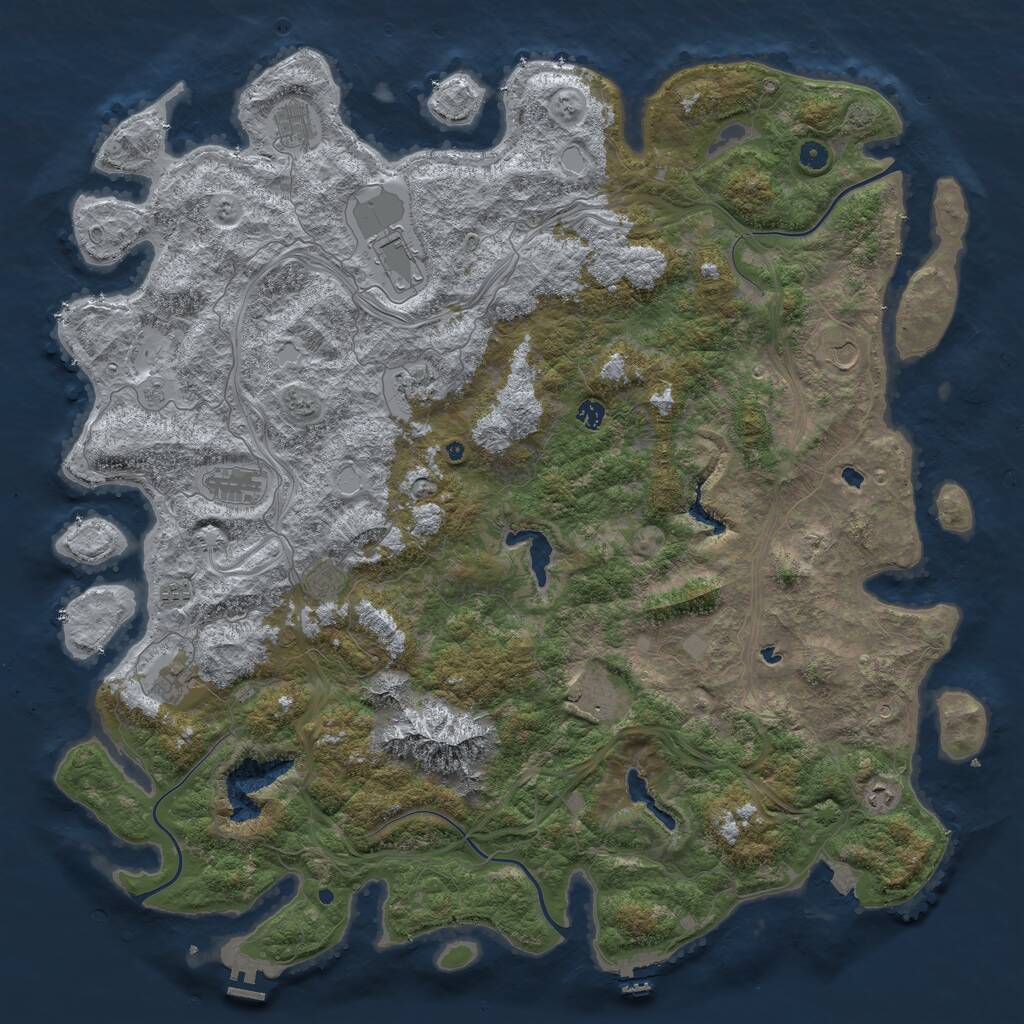 Rust Map: Procedural Map, Size: 5500, Seed: 1255078701, 17 Monuments