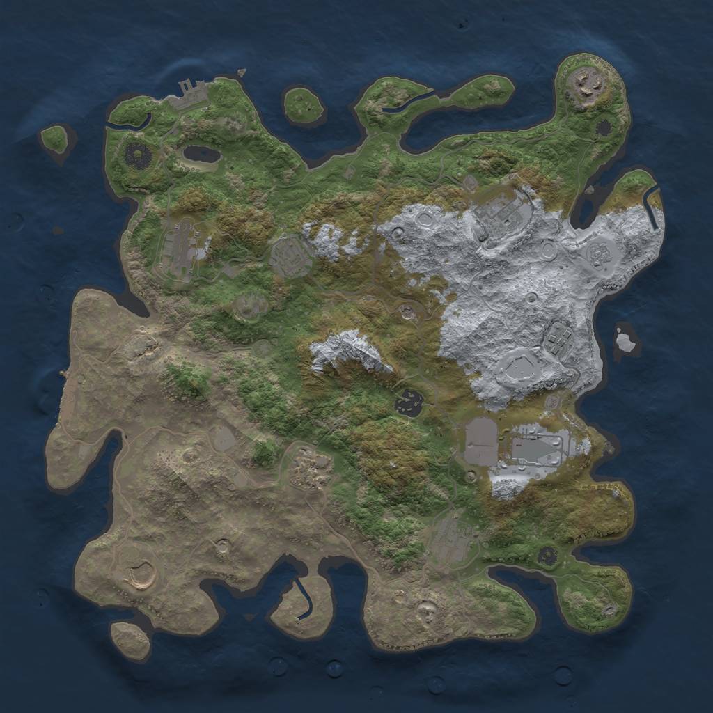 Rust Map: Procedural Map, Size: 3850, Seed: 1146690122, 17 Monuments