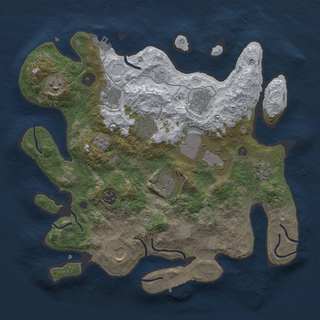 Rust Map: Procedural Map, Size: 3500, Seed: 88888888, 19 Monuments