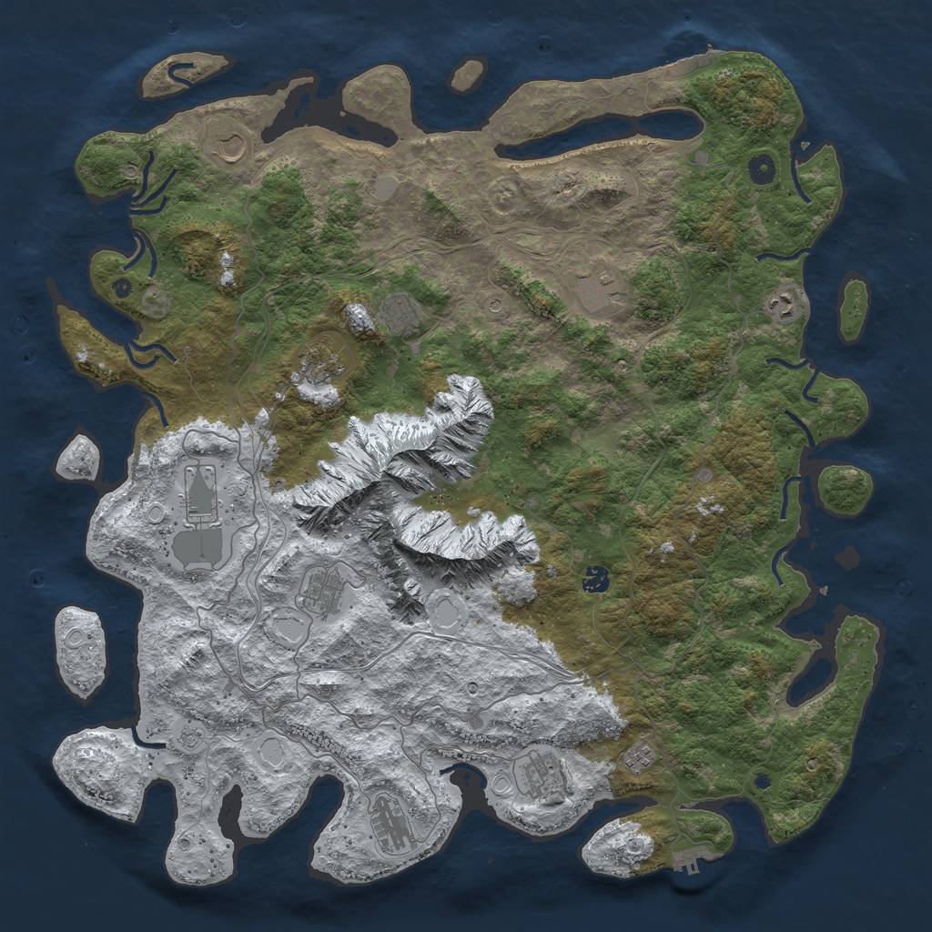 Rust Map: Procedural Map, Size: 5000, Seed: 764268, 20 Monuments