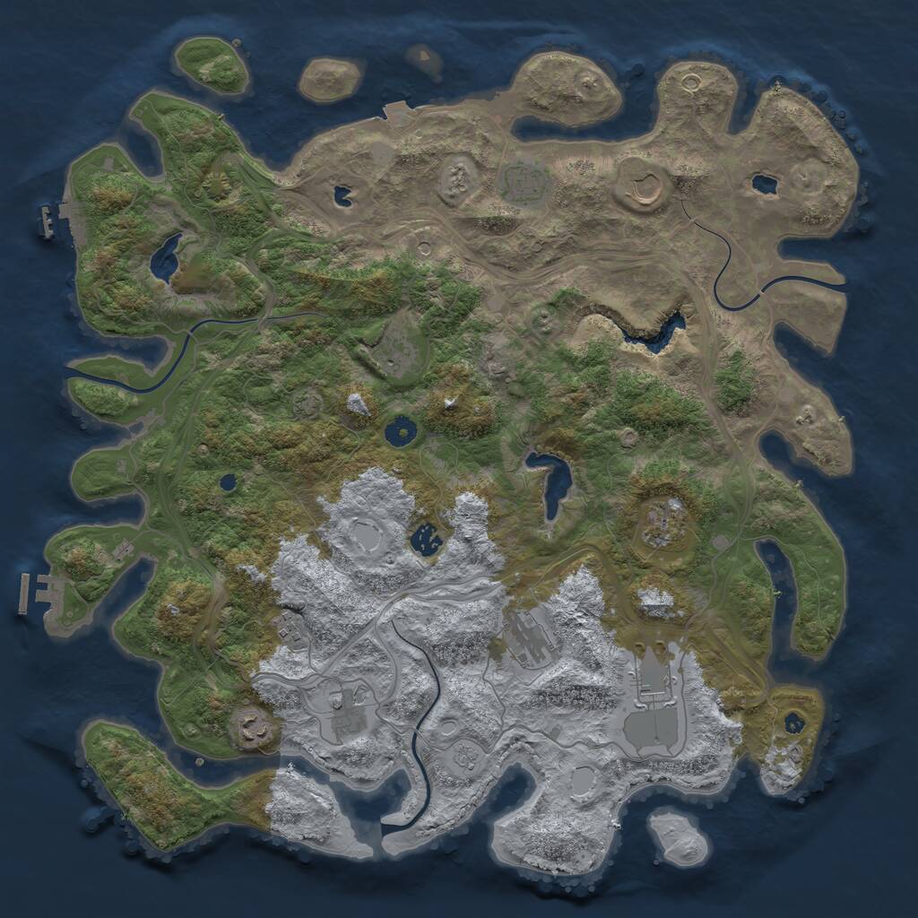 Rust Map: Procedural Map, Size: 4500, Seed: 1405202, 16 Monuments