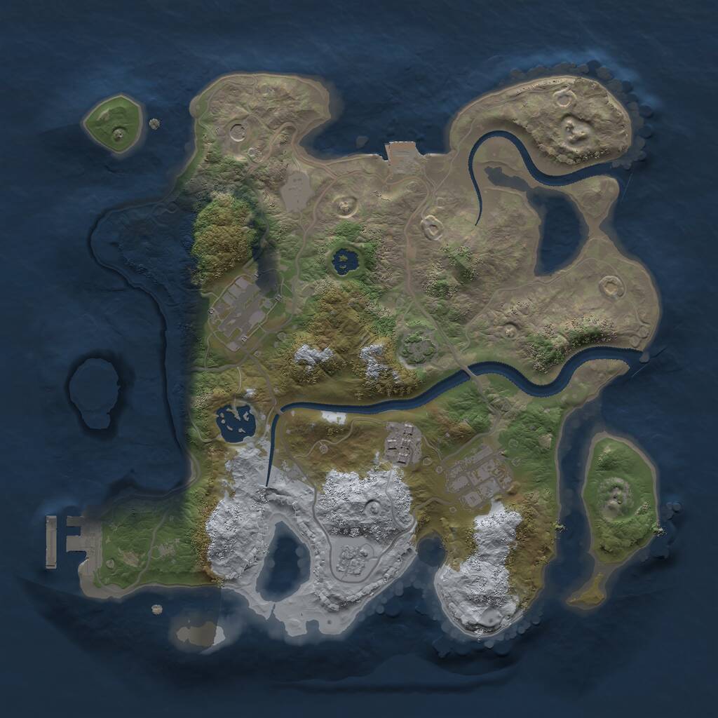 Rust Map: Procedural Map, Size: 2750, Seed: 2444005, 9 Monuments