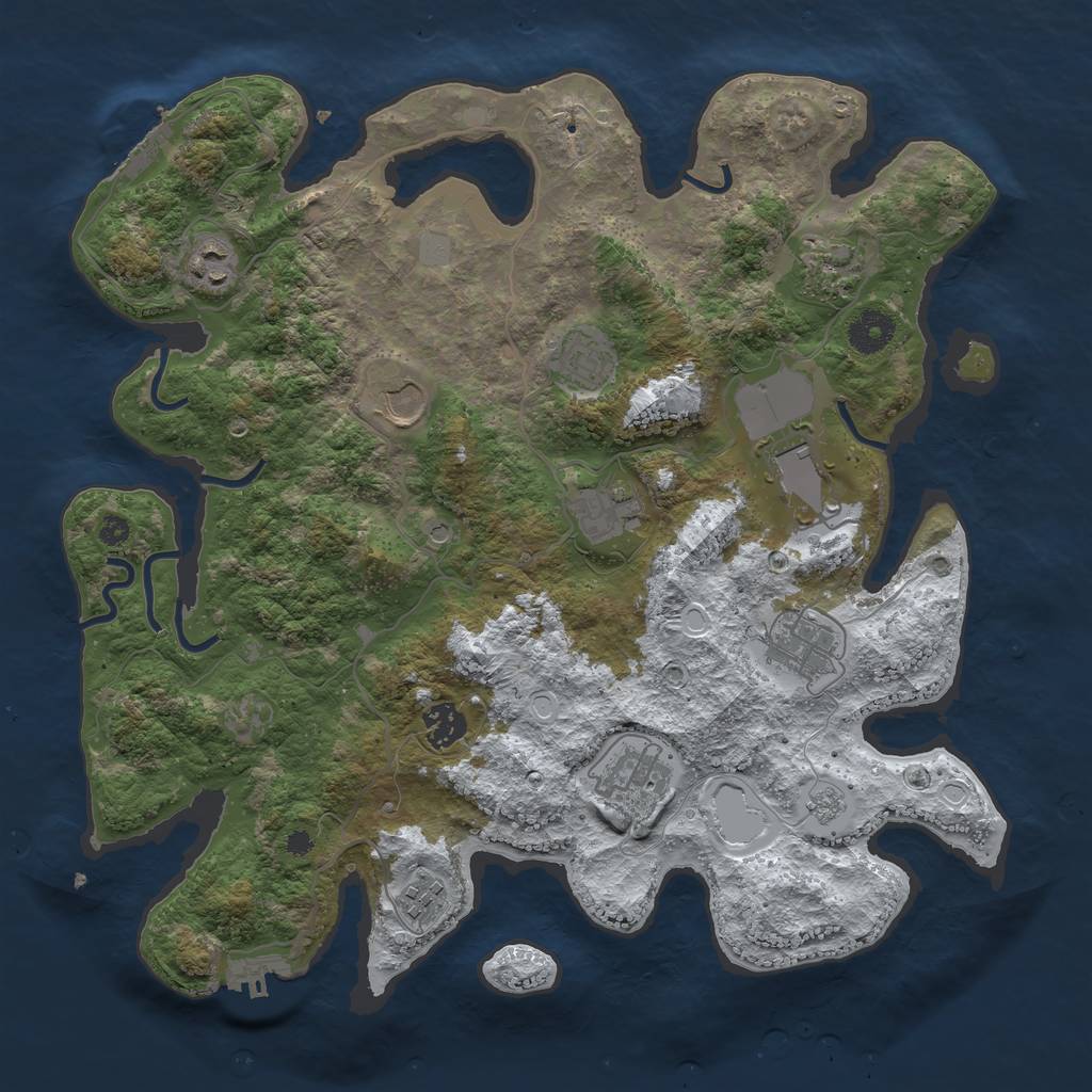 Rust Map: Procedural Map, Size: 3700, Seed: 777692522, 19 Monuments