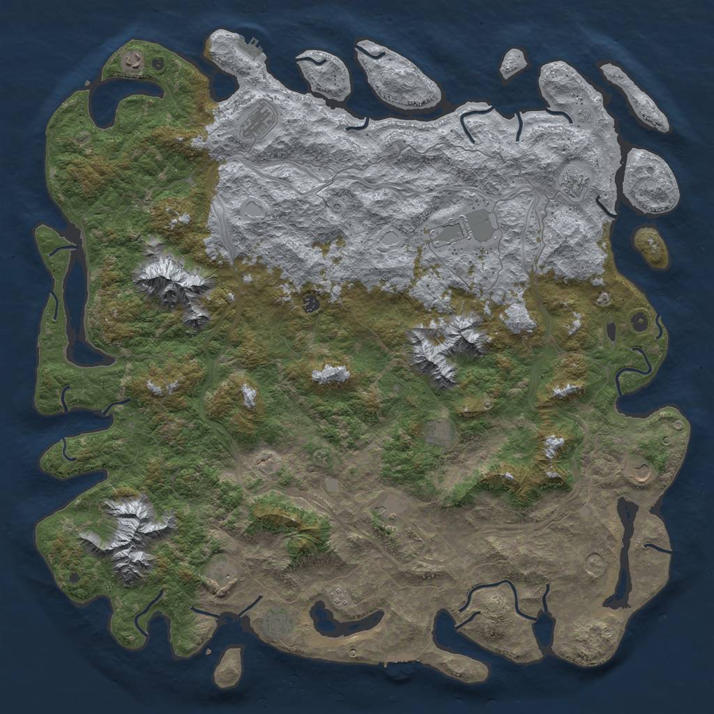 Rust Map: Procedural Map, Size: 6000, Seed: 1732180482, 20 Monuments