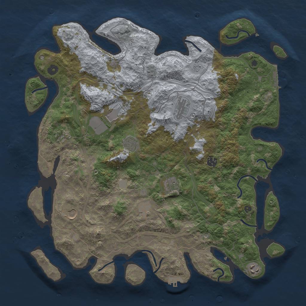 Rust Map: Procedural Map, Size: 4400, Seed: 56341258, 19 Monuments