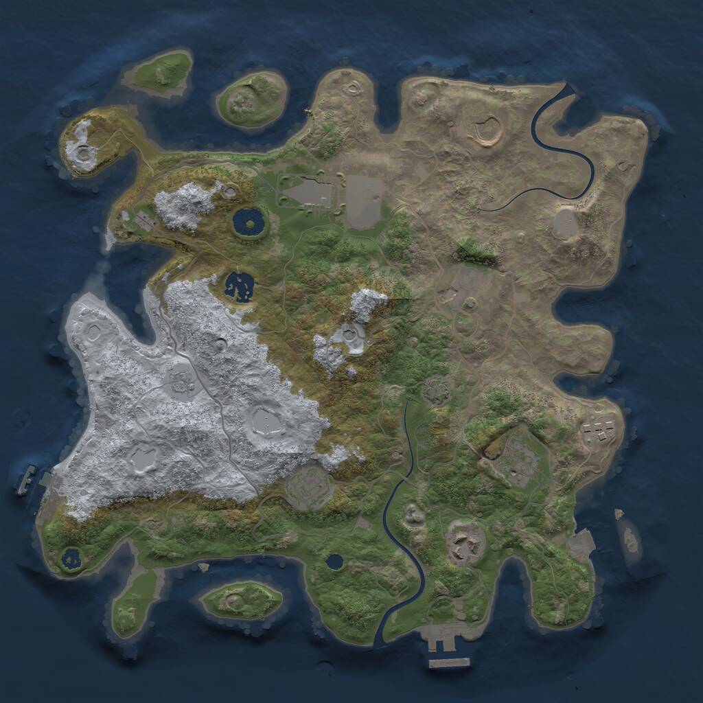 Rust Map: Procedural Map, Size: 3500, Seed: 1139371630, 14 Monuments