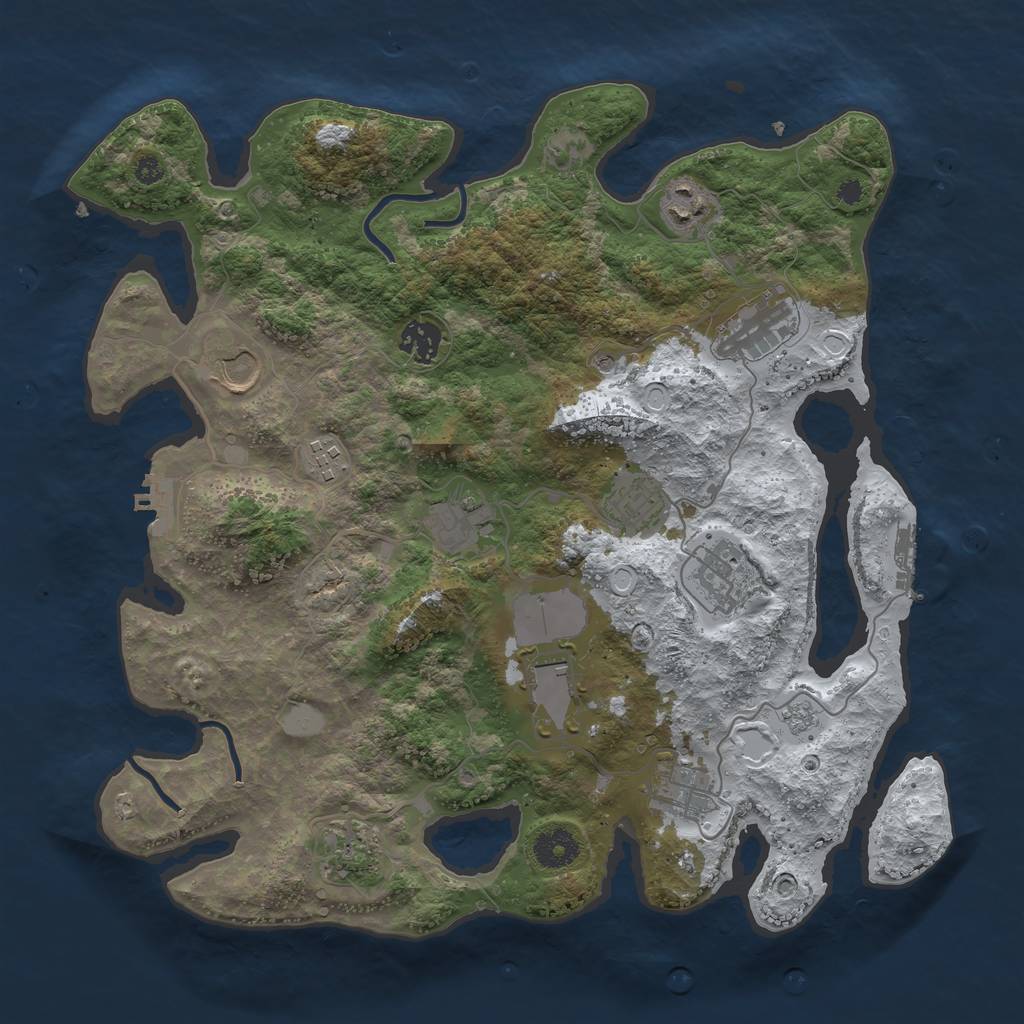 Rust Map: Procedural Map, Size: 3650, Seed: 831657765, 20 Monuments