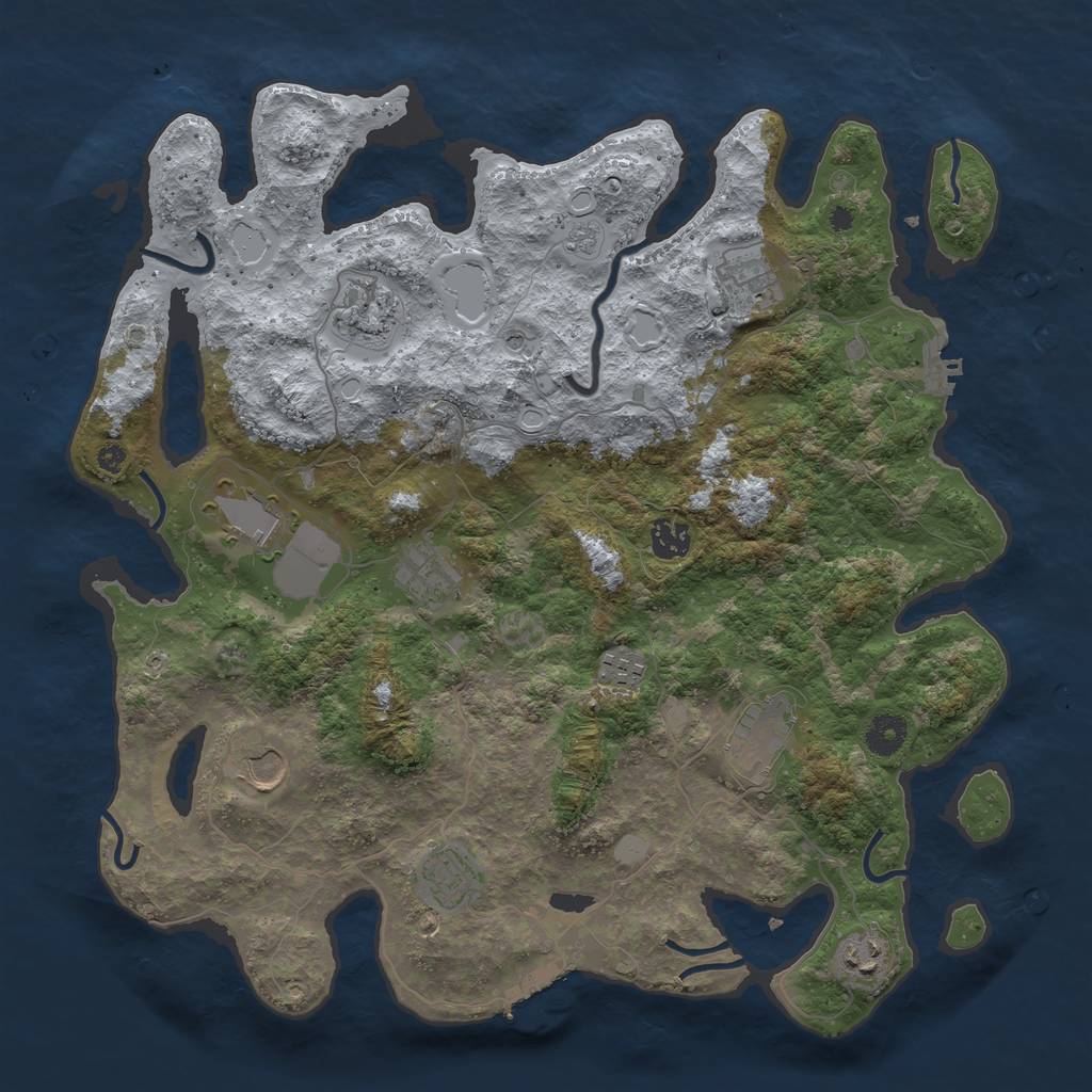 Rust Map: Procedural Map, Size: 3950, Seed: 1668356973, 19 Monuments