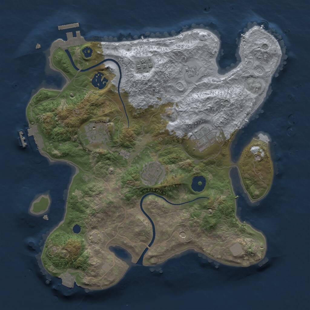 Rust Map: Procedural Map, Size: 3000, Seed: 18637, 11 Monuments