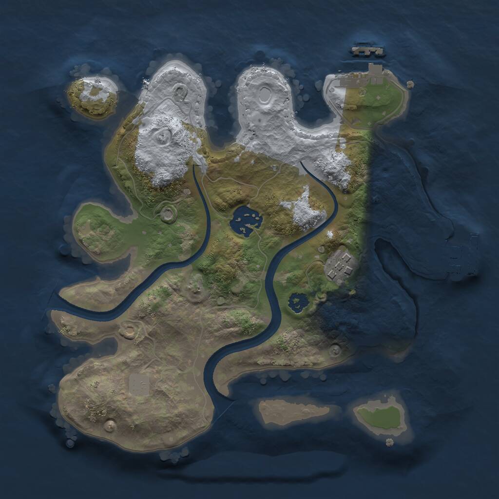 Rust Map: Procedural Map, Size: 2500, Seed: 403452154, 5 Monuments