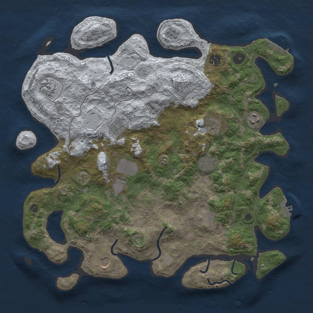 Rust Map: Procedural Map, Size: 4000, Seed: 875134, 19 Monuments