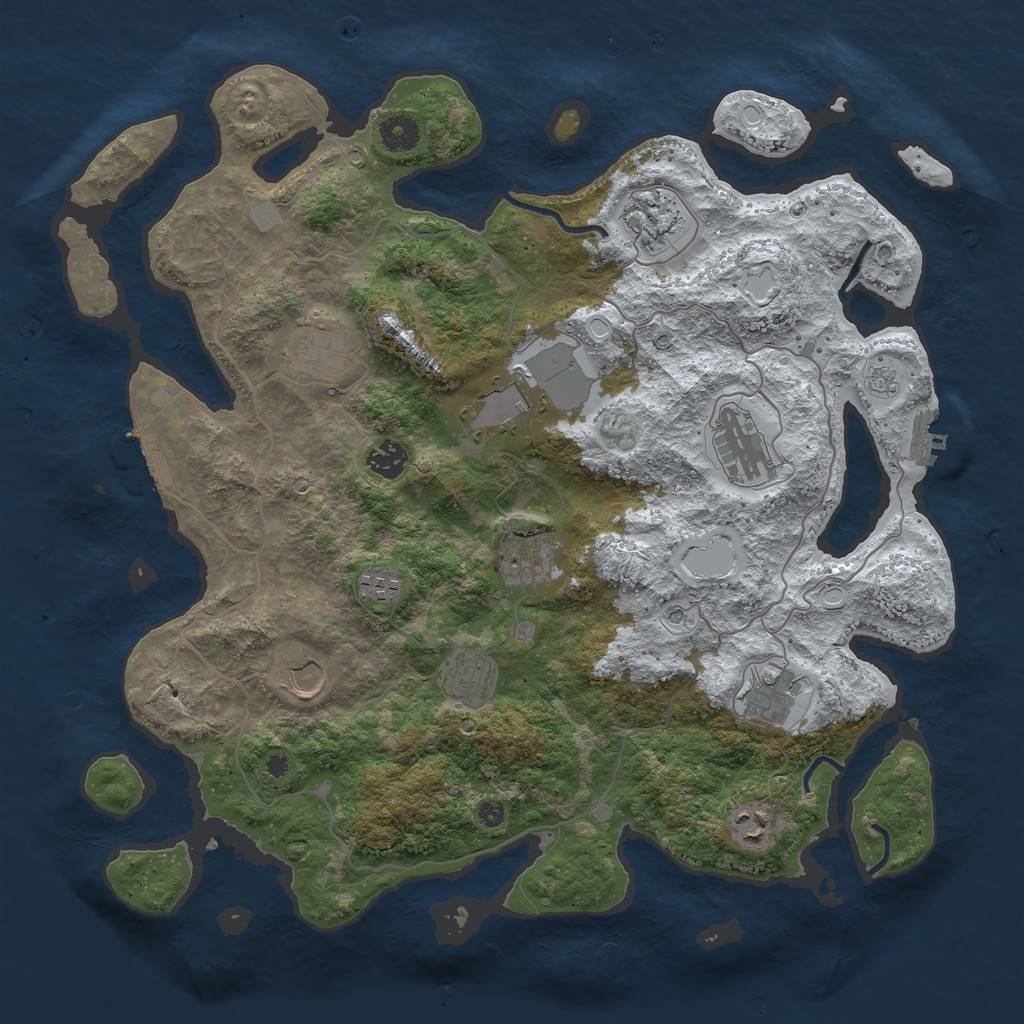 Rust Map: Procedural Map, Size: 4050, Seed: 420541111, 20 Monuments
