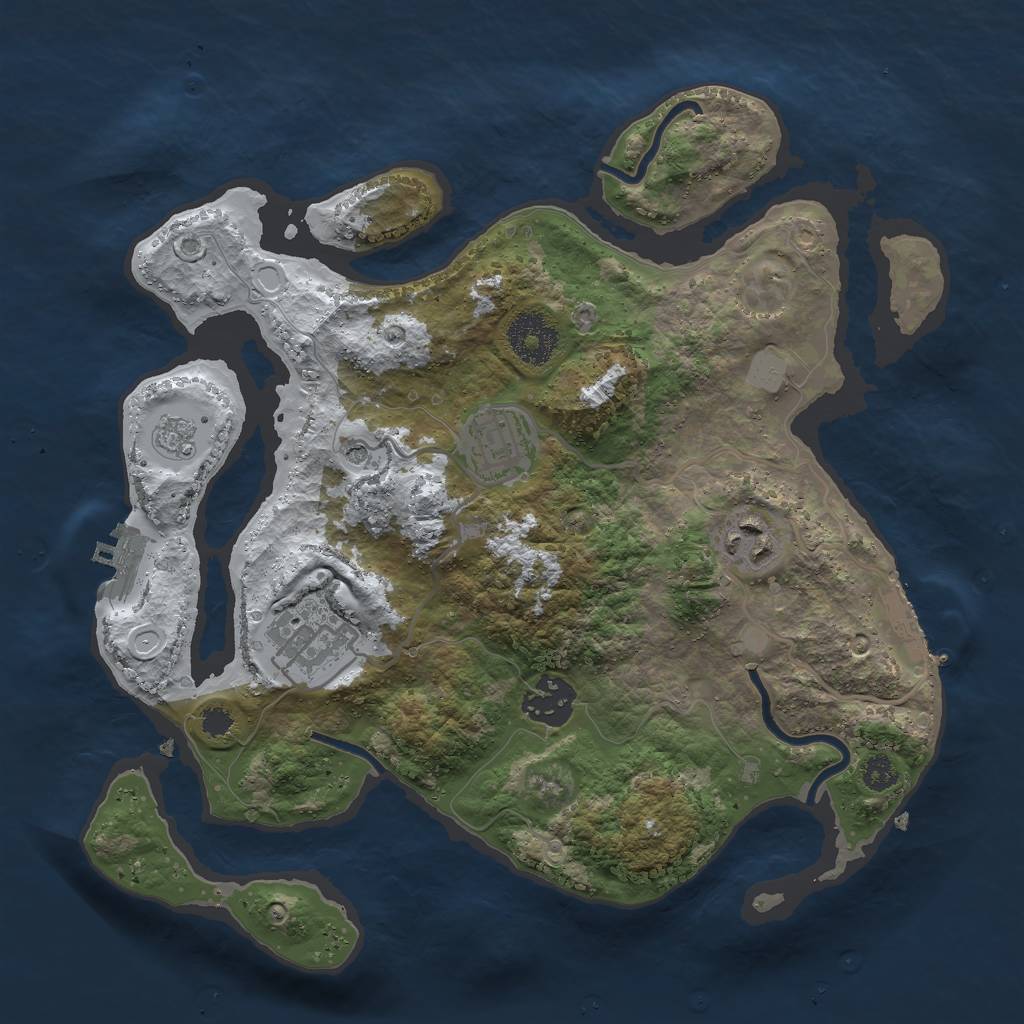 Rust Map: Procedural Map, Size: 3000, Seed: 23313, 13 Monuments