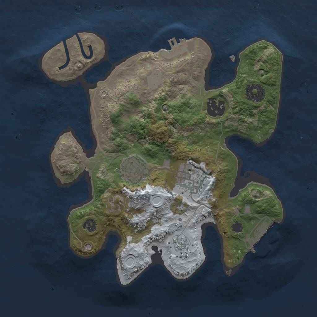 Rust Map: Procedural Map, Size: 2500, Seed: 1320871, 11 Monuments