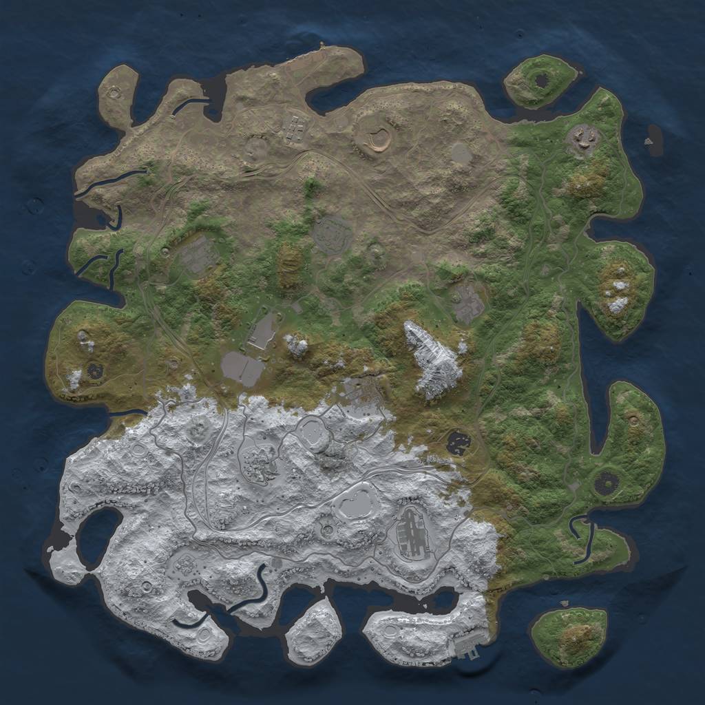 Rust Map: Procedural Map, Size: 4500, Seed: 573455, 20 Monuments