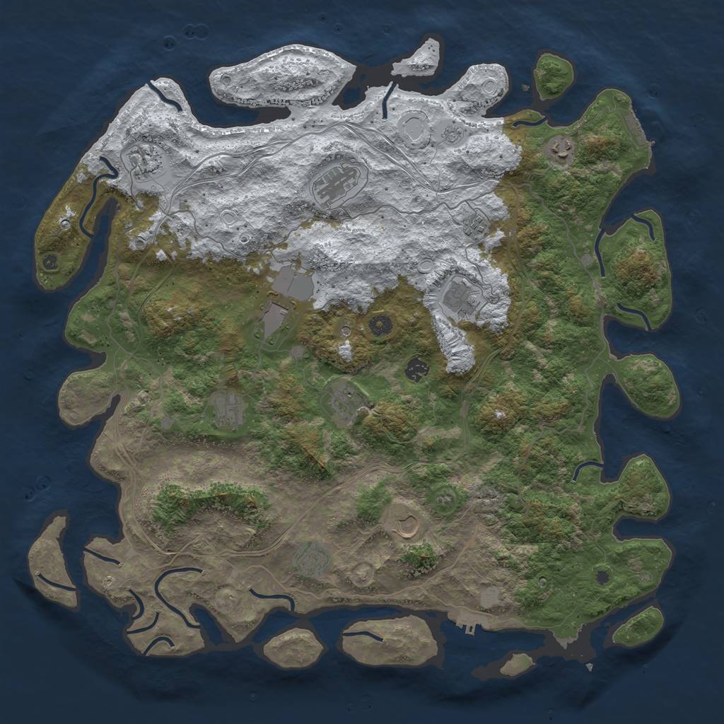 Rust Map: Procedural Map, Size: 4800, Seed: 1002666775, 20 Monuments