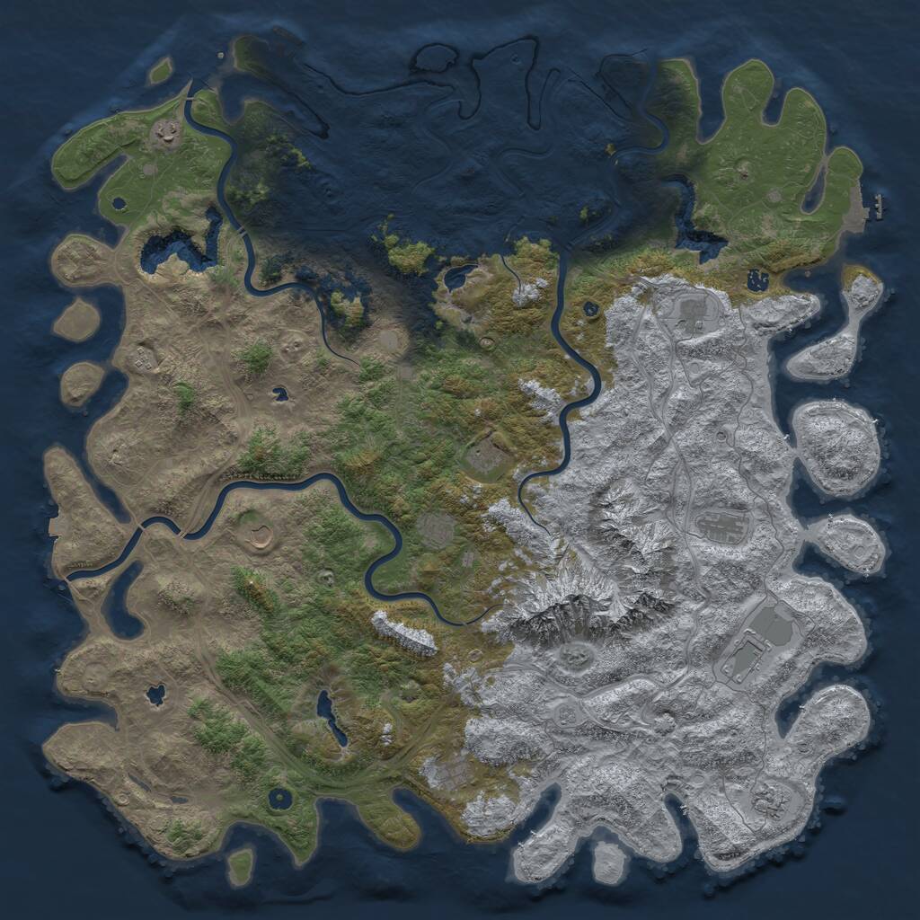 Rust Map: Procedural Map, Size: 6000, Seed: 714, 17 Monuments