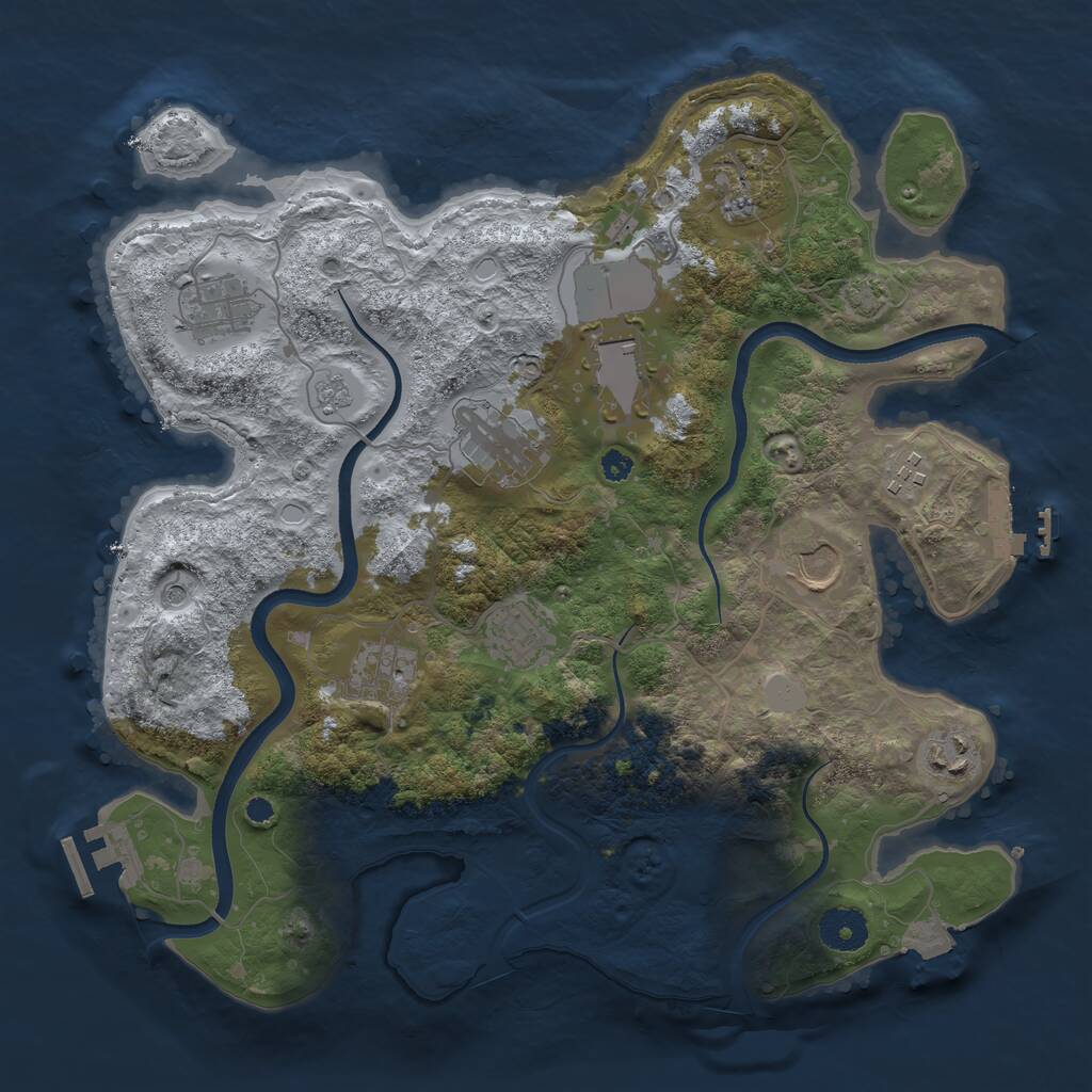 Rust Map: Procedural Map, Size: 3500, Seed: 1152447355, 15 Monuments