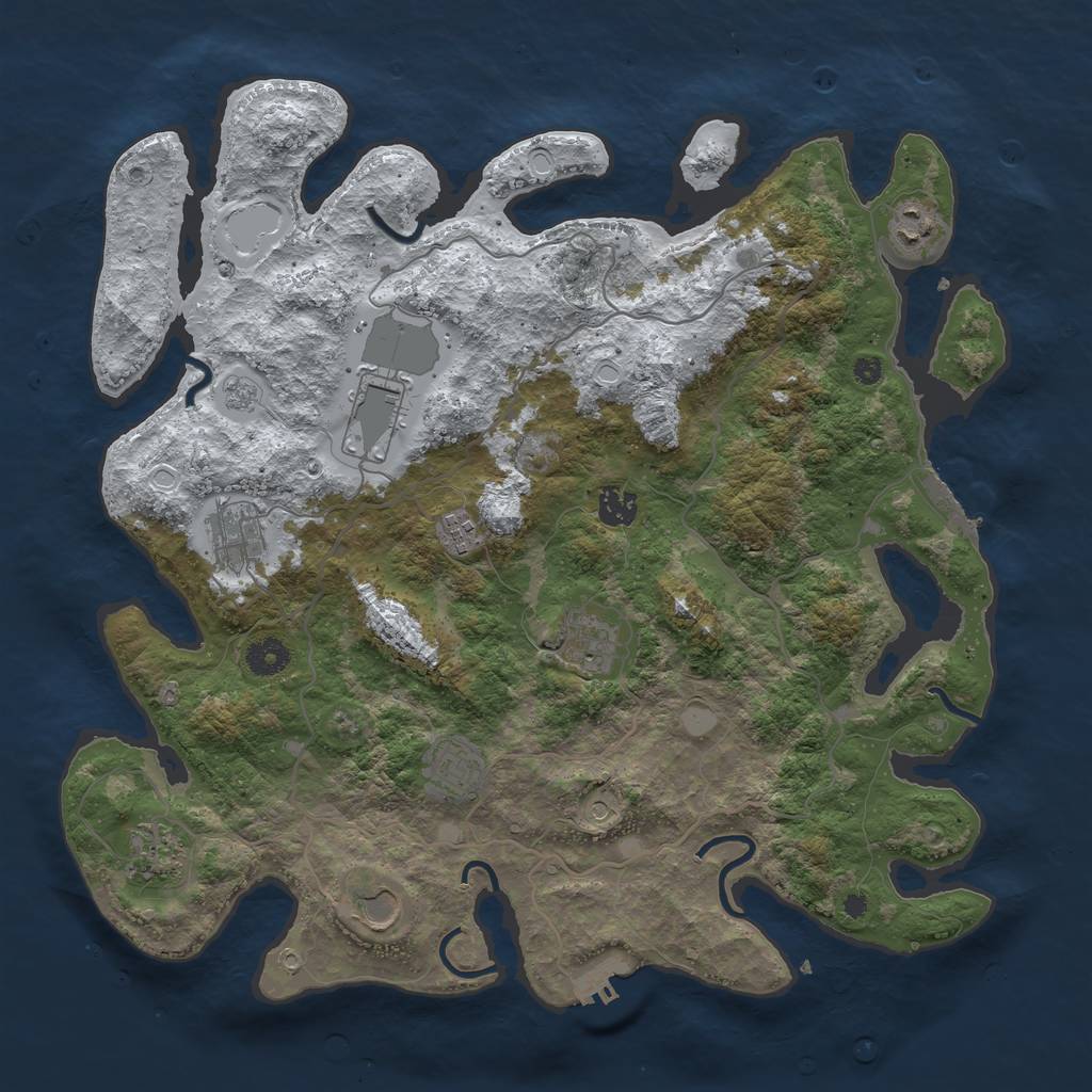 Rust Map: Procedural Map, Size: 4000, Seed: 945668, 18 Monuments