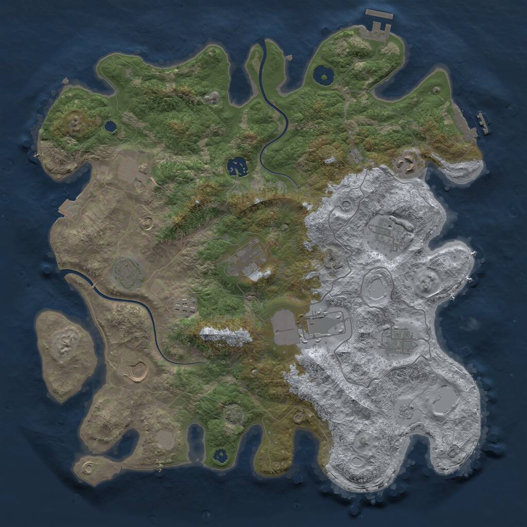 Rust Map: Procedural Map, Size: 3850, Seed: 1730269664, 16 Monuments