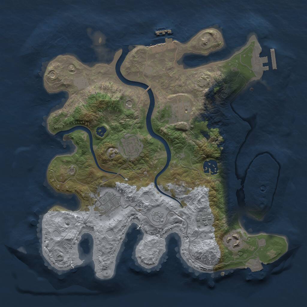 Rust Map: Procedural Map, Size: 3000, Seed: 2341, 12 Monuments