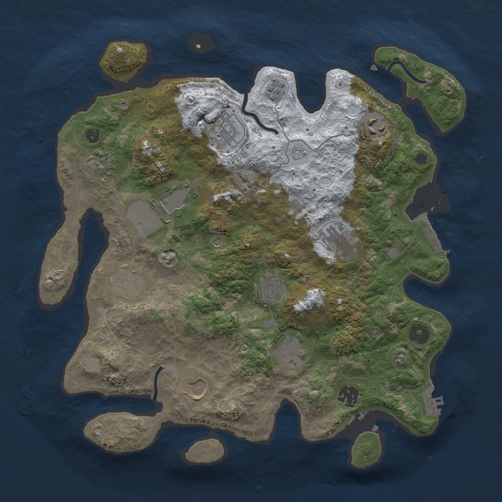 Rust Map: Procedural Map, Size: 3700, Seed: 663896808, 20 Monuments