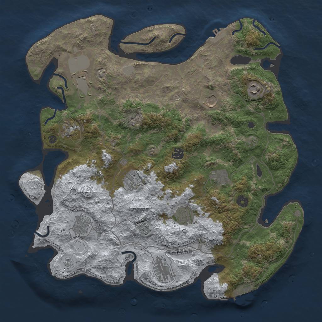 Rust Map: Procedural Map, Size: 4001, Seed: 45678934, 20 Monuments