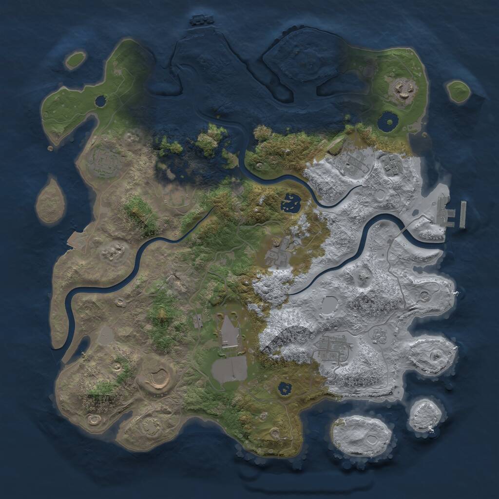 Rust Map: Procedural Map, Size: 3700, Seed: 1451925281, 16 Monuments