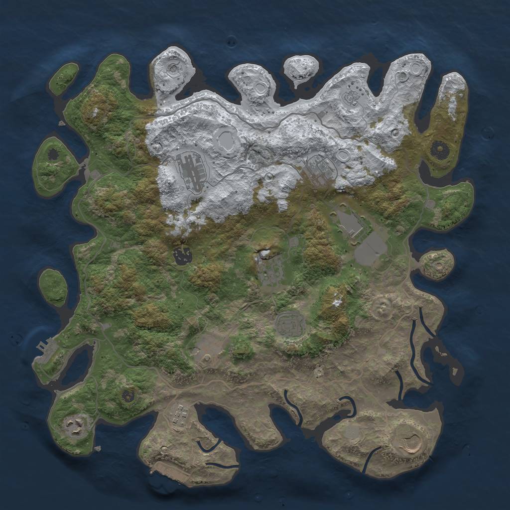 Rust Map: Procedural Map, Size: 4000, Seed: 679637, 19 Monuments