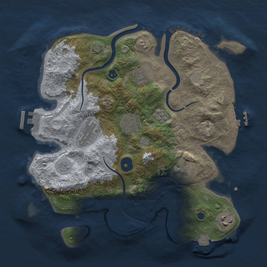 Rust Map: Procedural Map, Size: 3000, Seed: 2303, 12 Monuments