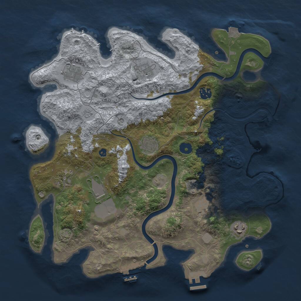 Rust Map: Procedural Map, Size: 3700, Seed: 1061225381, 15 Monuments