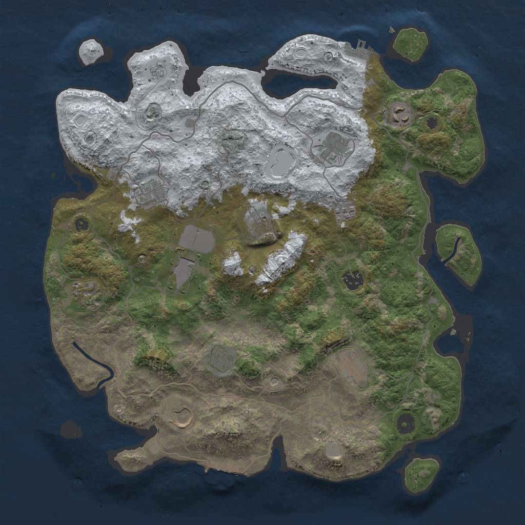 Rust Map: Procedural Map, Size: 4000, Seed: 636973, 20 Monuments
